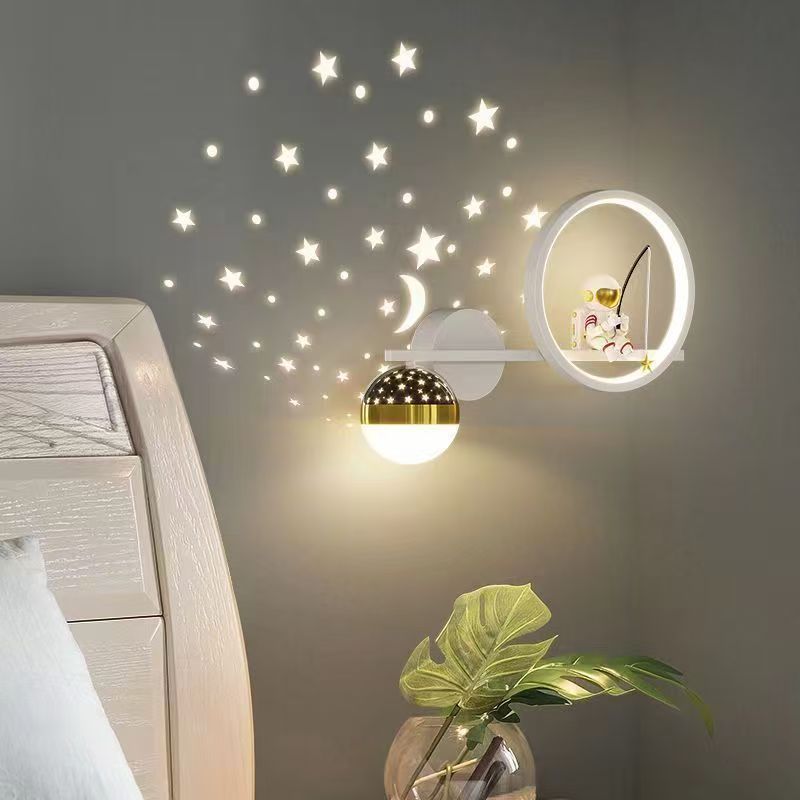 Led Cct3 Creative Moon Astronaut Starry Projection Wall Lamp